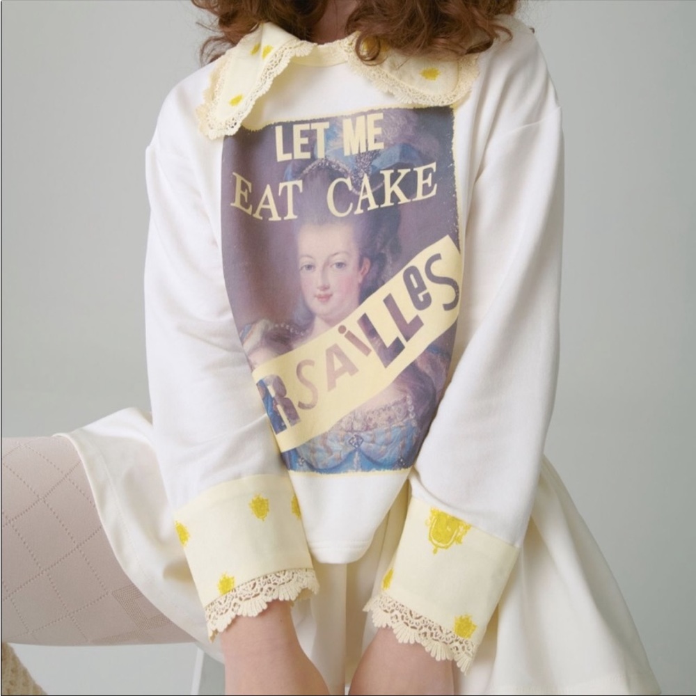 Selkie the Romantics Marie Antoinette oversized boxy sweater Let Me Eat Cake